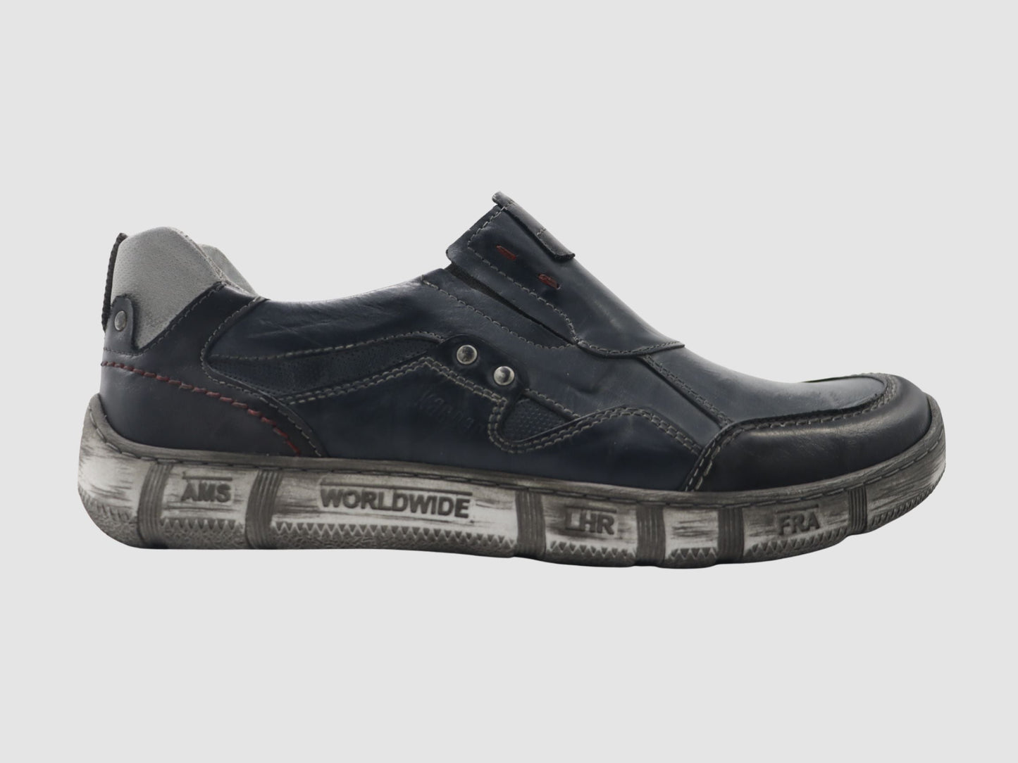 Men's Comfort Slip - On Leather Shoes - Blue/Grey - Euro Shoe House