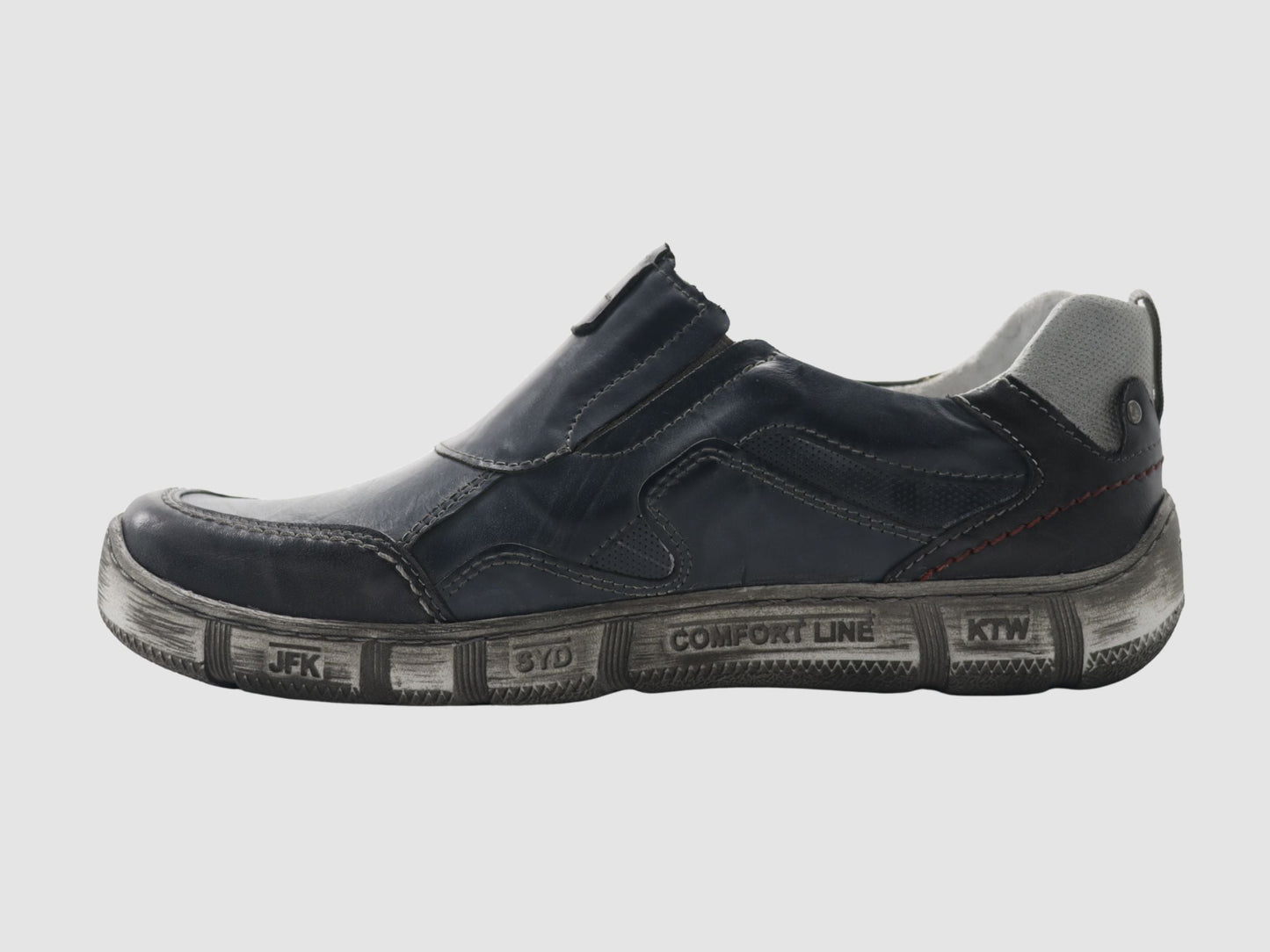 Men's Comfort Slip - On Leather Shoes - Blue/Grey - Euro Shoe House