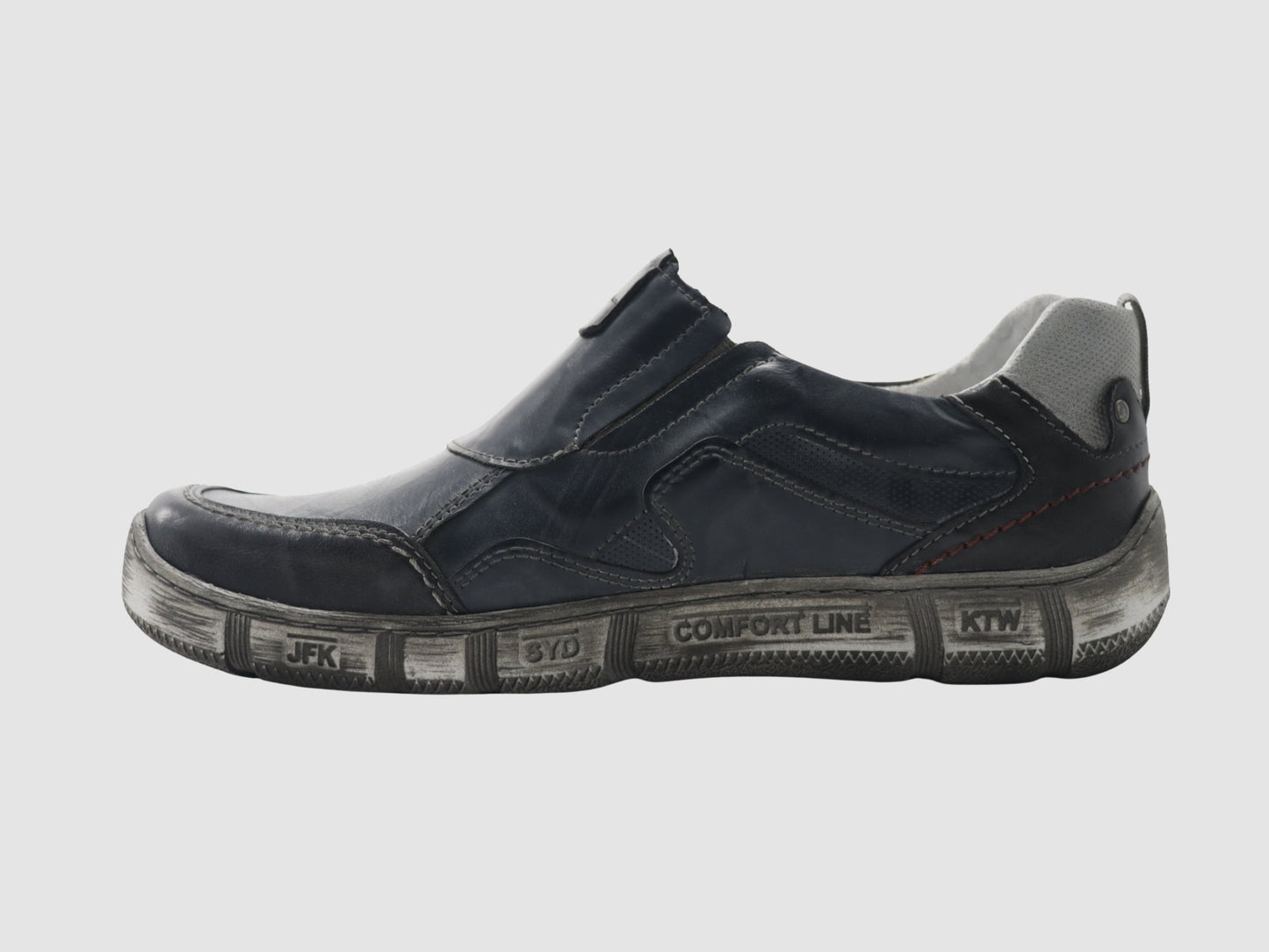 Men's Comfort Slip - On Leather Shoes - Blue/Grey - Euro Shoe House