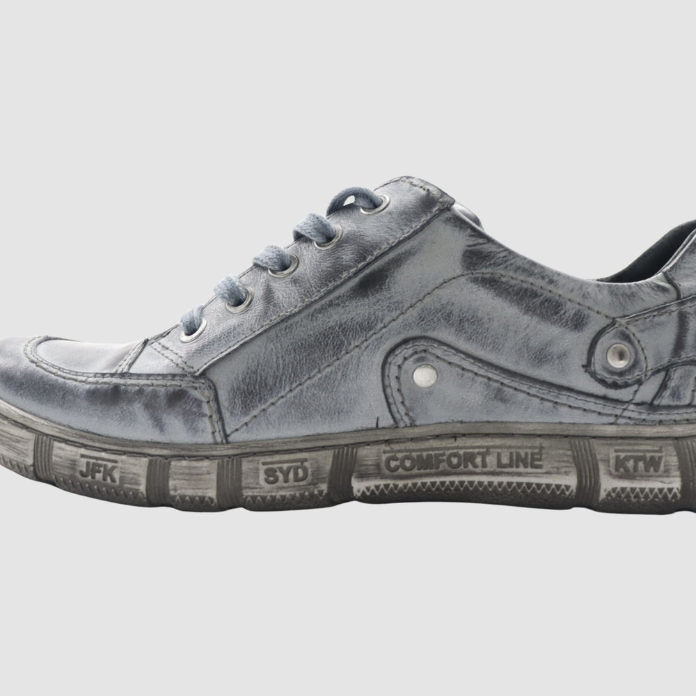 Men's Comfort Zip - Up Leather Shoes - Blue/Grey - Euro Shoe House