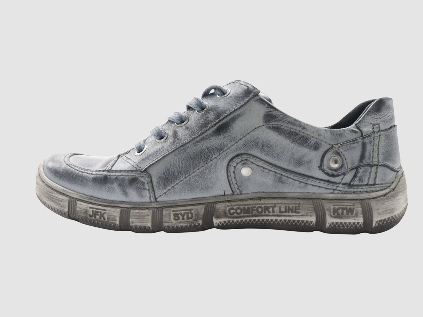 Men's Comfort Zip - Up Leather Shoes - Blue/Grey - Euro Shoe House
