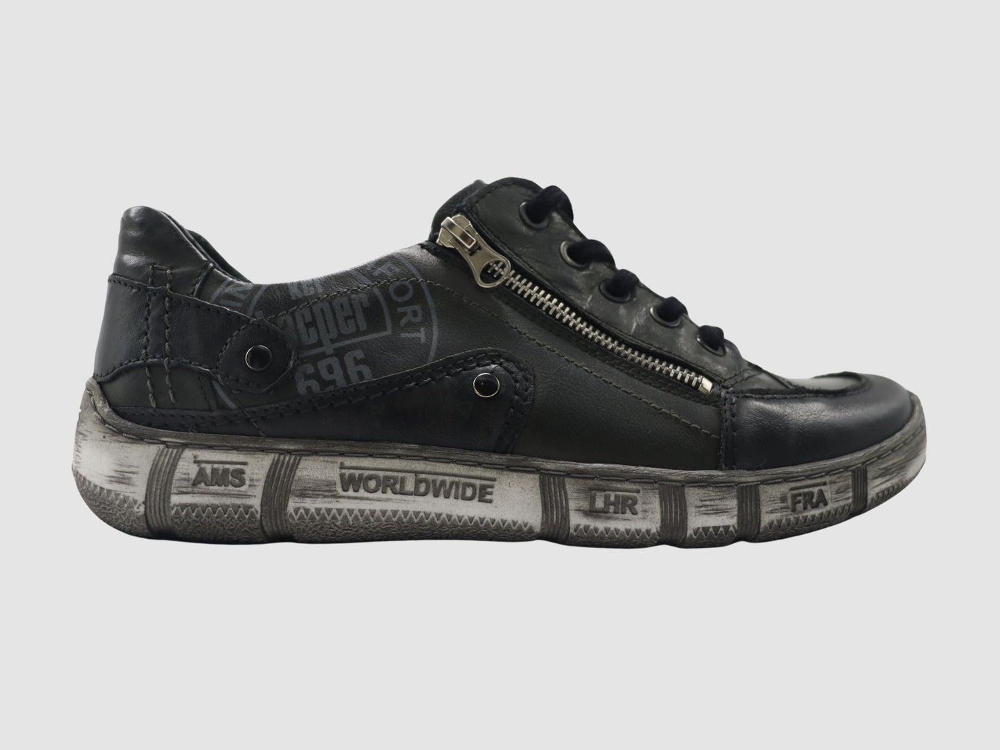 Men's Comfort Zip - Up Leather Shoes - Olive - Euro Shoe House
