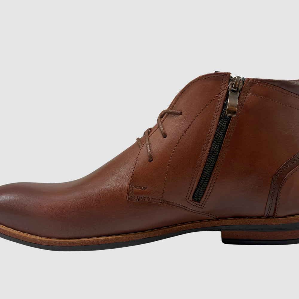 Men's Daniel Leather Boots - Brown - Euro Shoe House