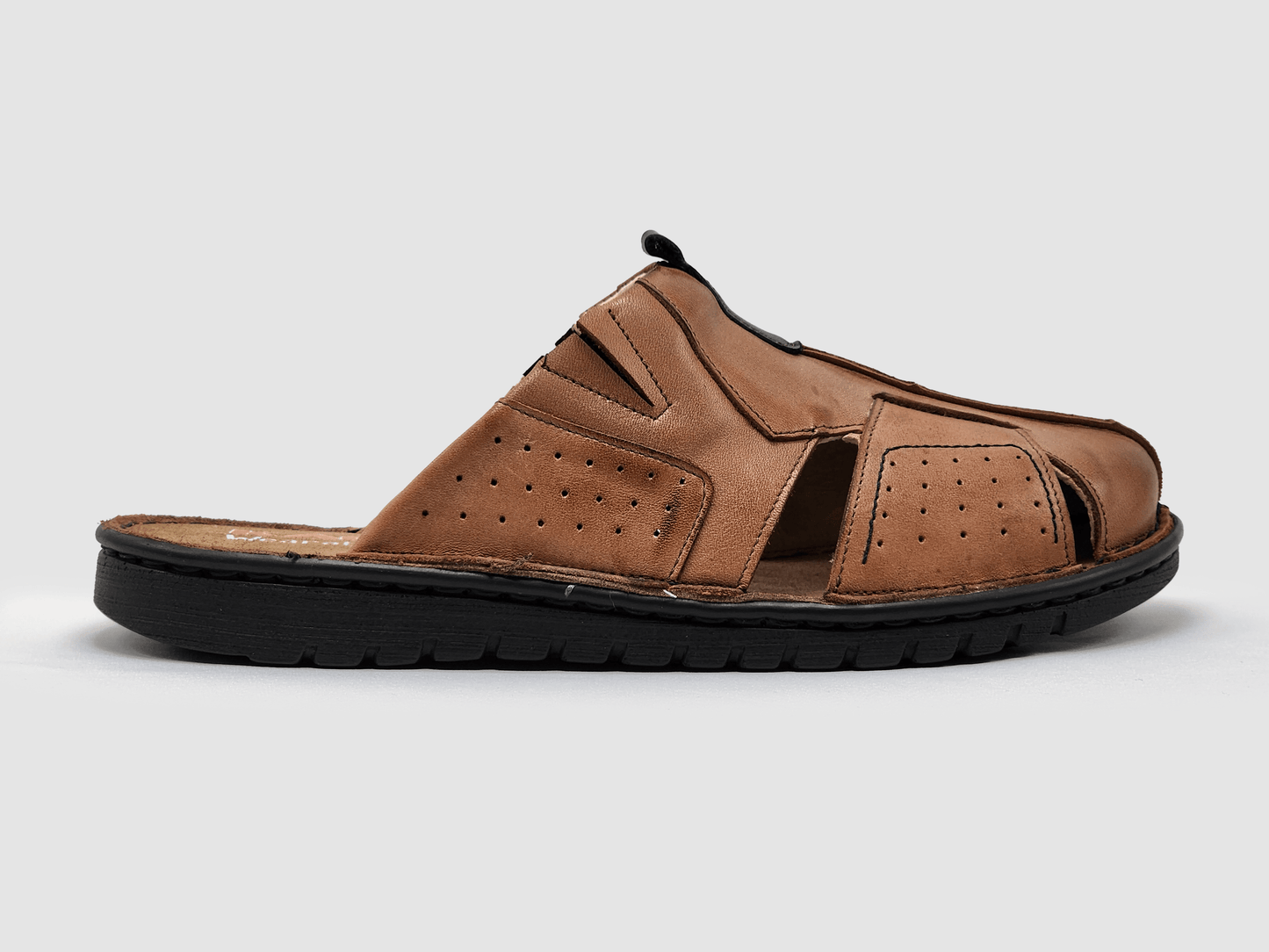 Men's Lounge Leather Sandals - Brown - Euro Shoe House