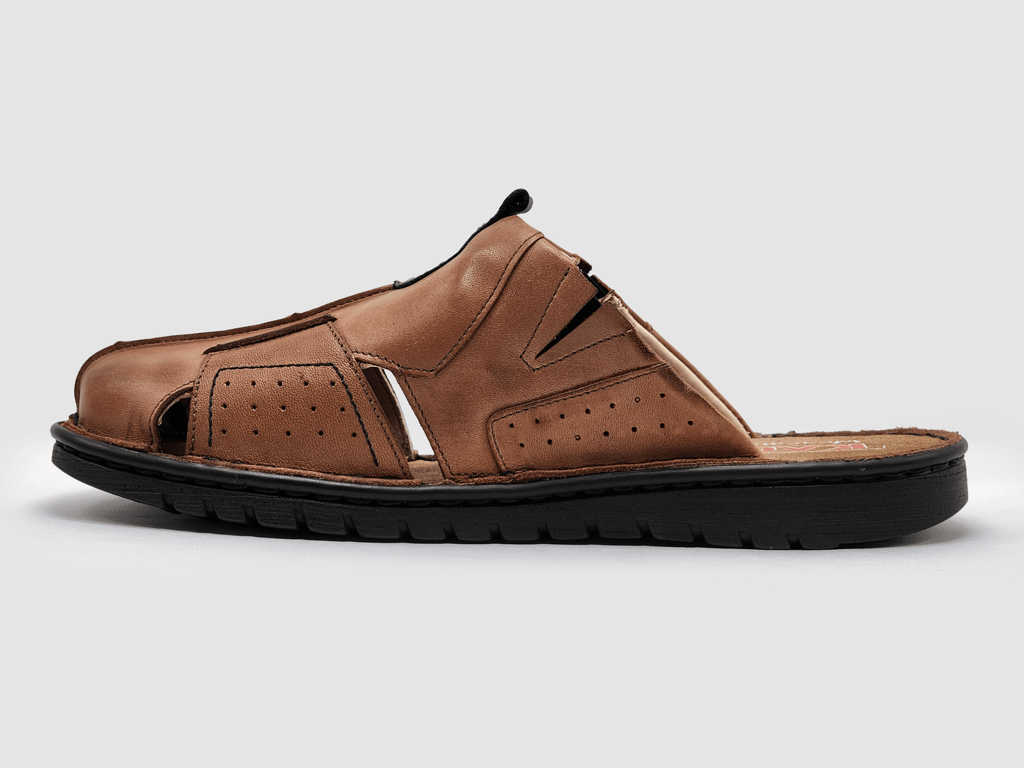 Men's Lounge Leather Sandals - Brown - Euro Shoe House
