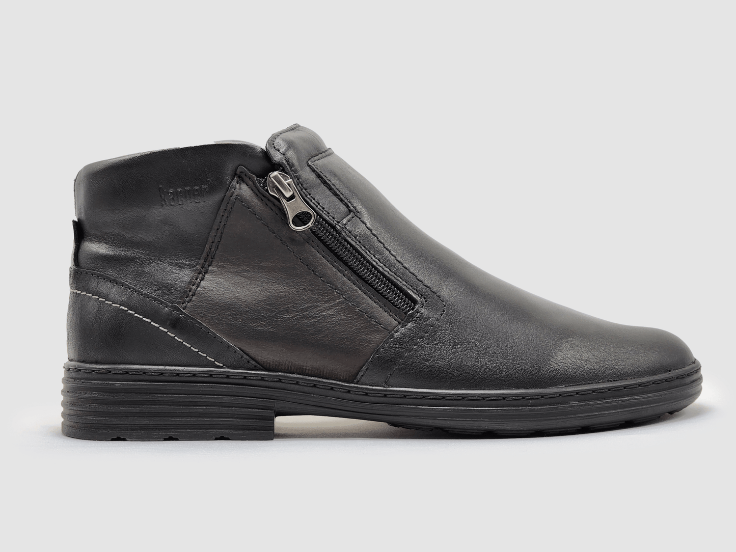 Men's Modern Thick Wool-Lined Laceless Zip-Up Leather Boots - Black US 12 (EU 44) / Black / Regular Men's Modern Thick Wool-Lined Laceless Zip-Up Leather Boots - Black US 12 (EU 44) / Black / Regular