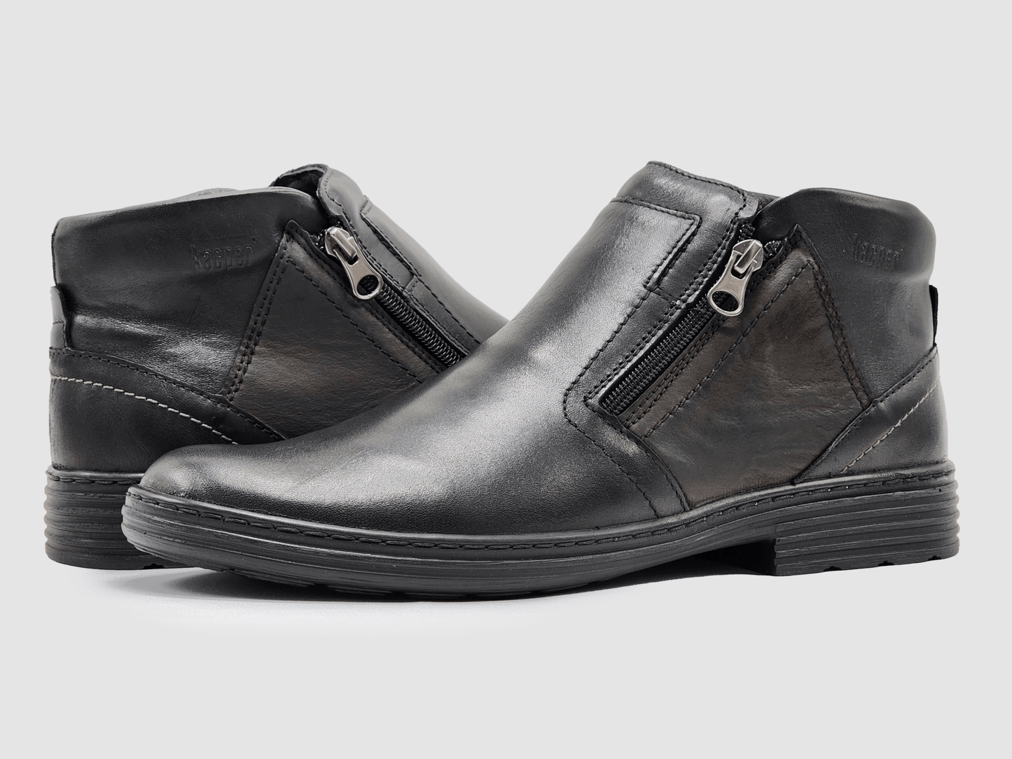 lined dress boots Jazam Men's 40126 Leather Lined Zipper Ankle High Cap Toe Dress Boots, Black, 10.5