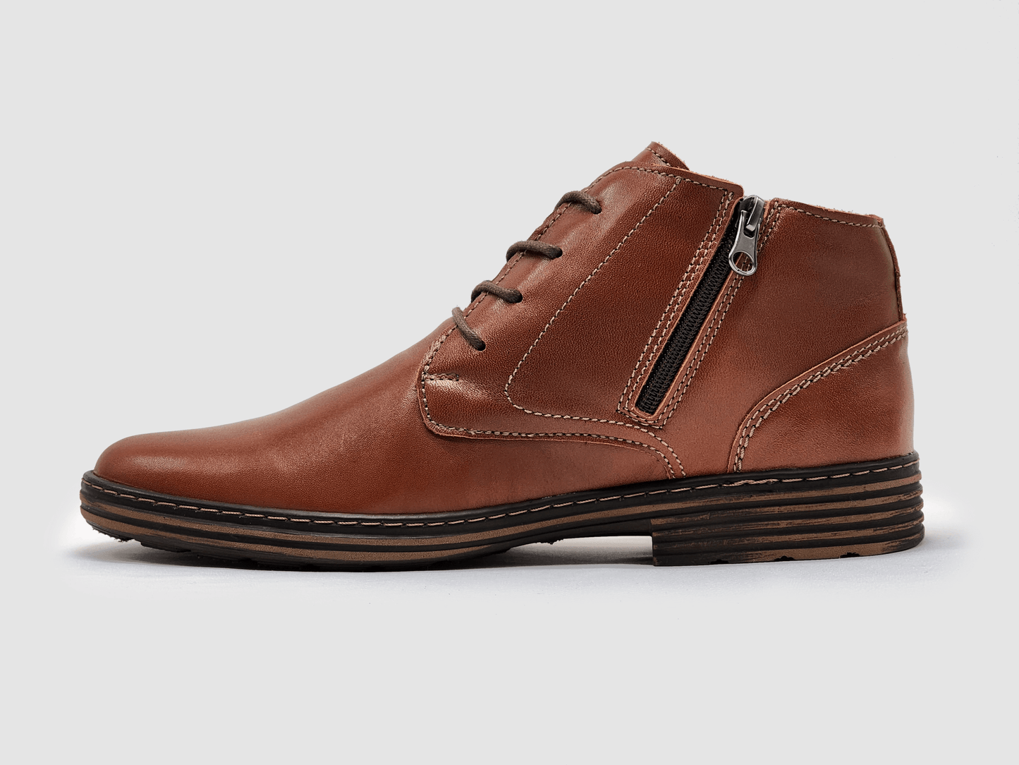 Men's Modern Wool-Lined Zip-Up Leather Boots - Brown Euro Shoe House Men's Modern Wool-Lined Zip-Up Leather Boots - Brown Euro Shoe House