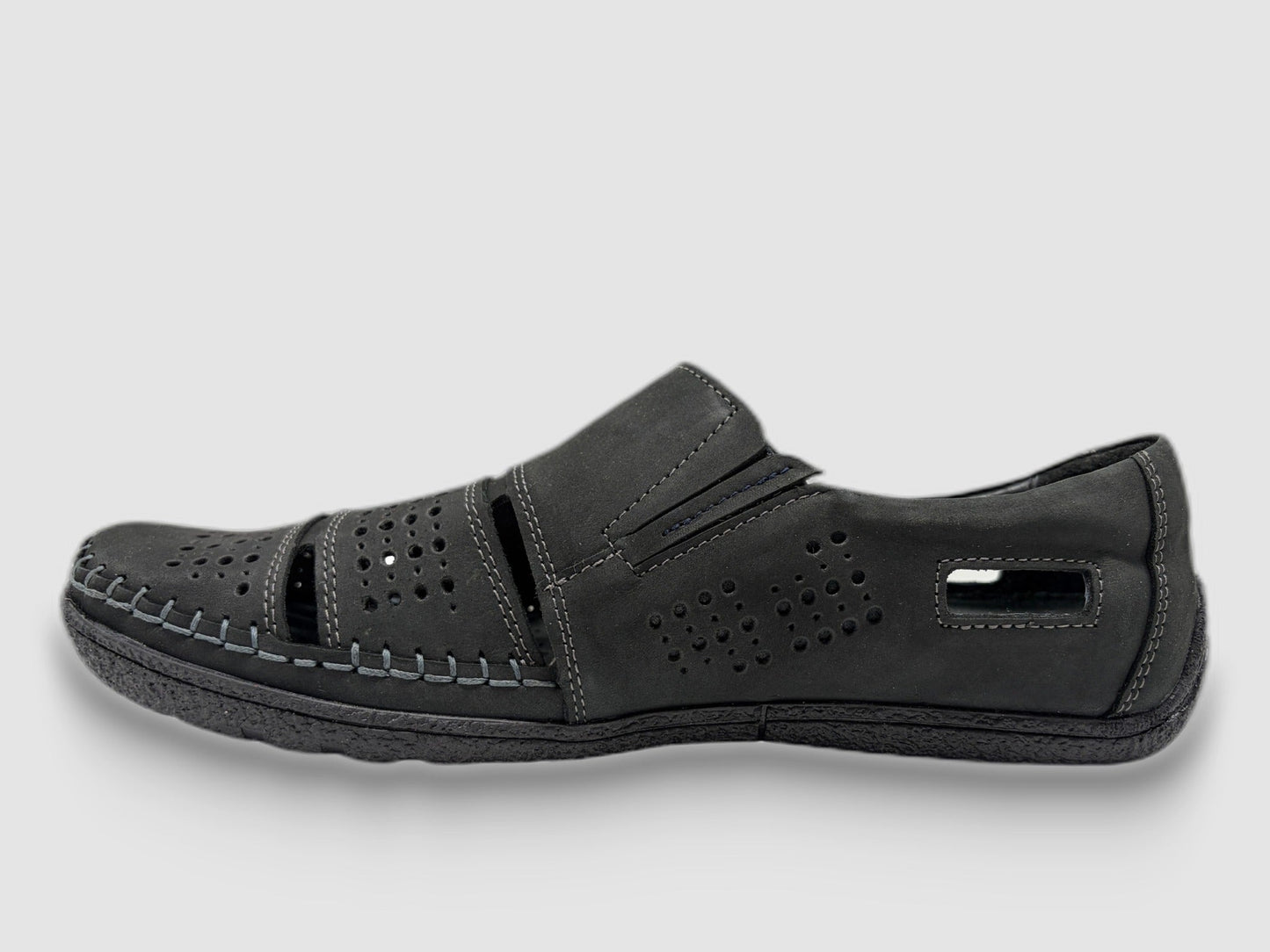 Men's Vacation Leather Sandals - Black
