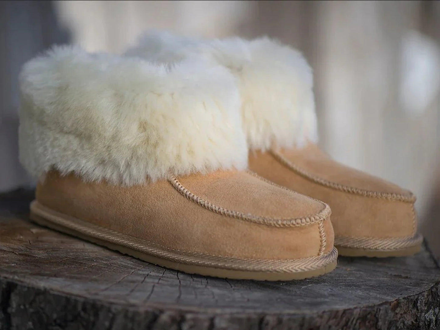 Unisex Eskimo Sheepskin Boots - Beige - Euro Shoe House