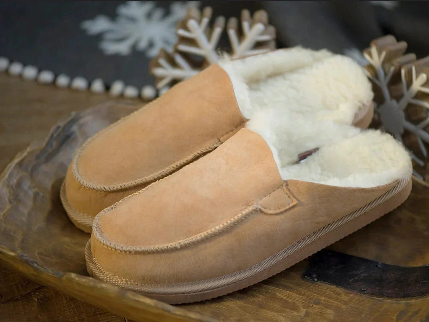 Unisex Kodiak Sheepskin Slippers - Beige - Euro Shoe House
