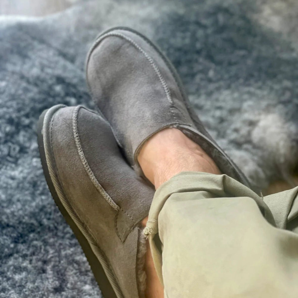 Unisex Kodiak Sheepskin Slippers - Grey - Euro Shoe House