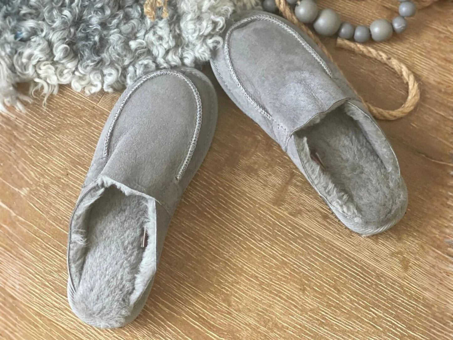 Unisex Kodiak Sheepskin Slippers - Grey - Euro Shoe House