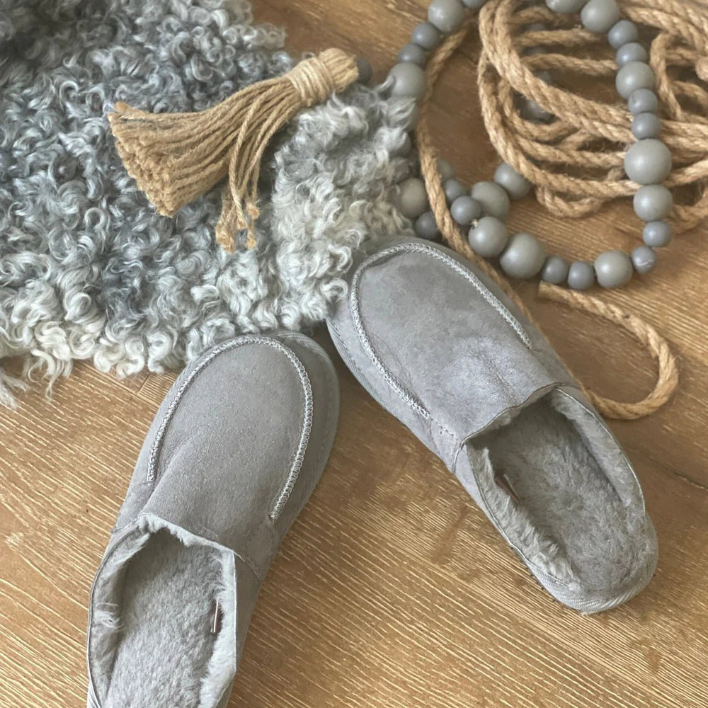 Unisex Kodiak Sheepskin Slippers - Grey - Euro Shoe House
