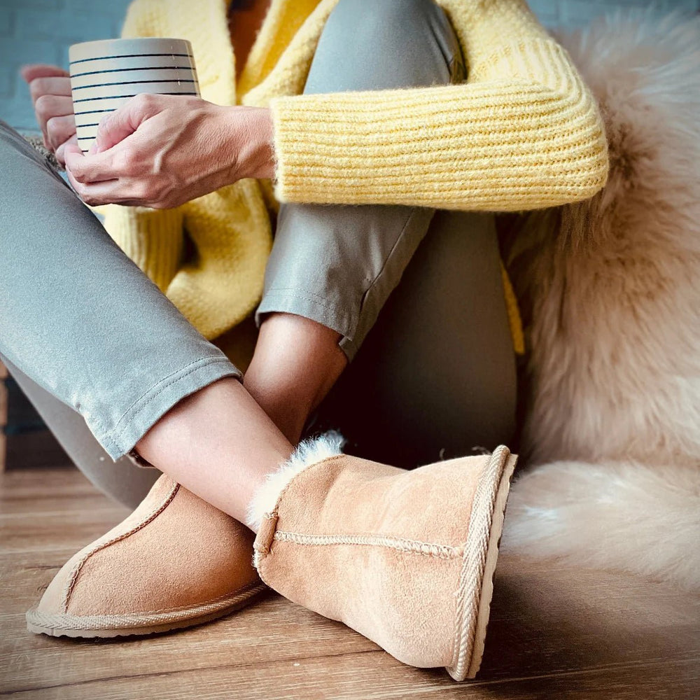 Unisex Mikolajki Sheepskin Slippers - Beige - Euro Shoe House