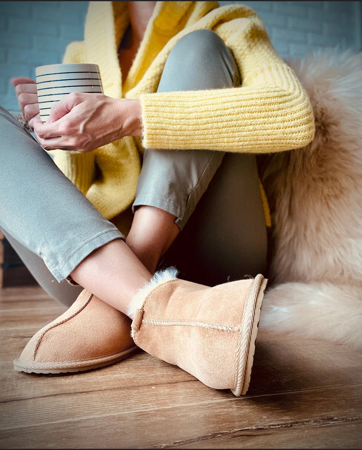Unisex Mikolajki Sheepskin Slippers - Beige - Euro Shoe House