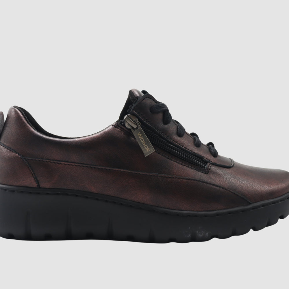 Wasak Azalea Leather Sneaker - Metallic Burgundy - Euro Shoe House