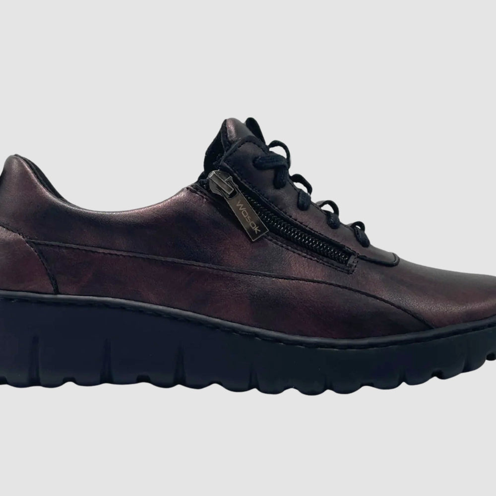 
                  
                    Wasak Azalea Leather Sneaker - Metallic Burgundy - Euro Shoe House
                  
                