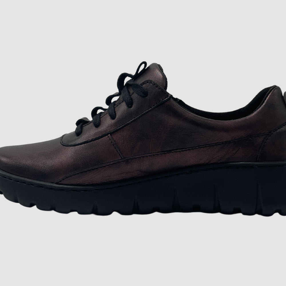 Wasak Azalea Leather Sneaker - Metallic Burgundy - Euro Shoe House