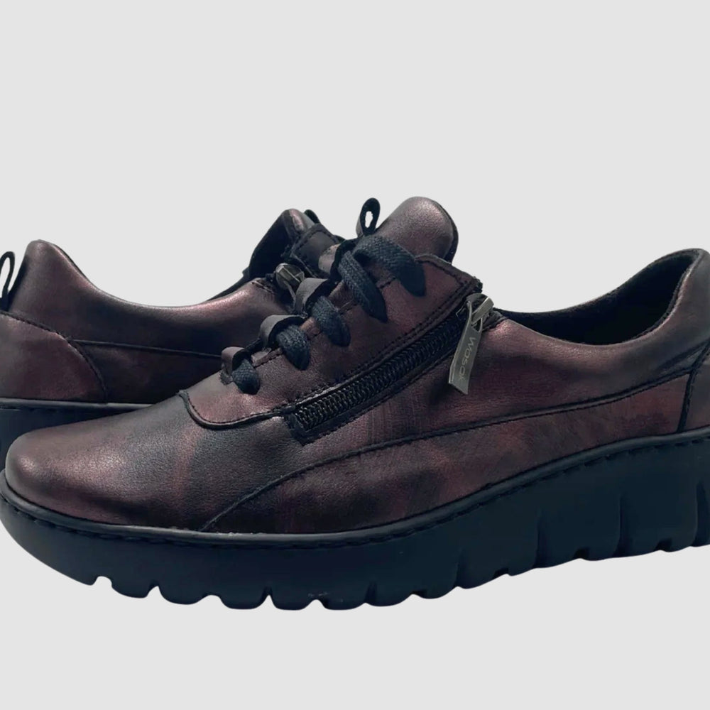 
                  
                    Wasak Azalea Leather Sneaker - Metallic Burgundy - Euro Shoe House
                  
                