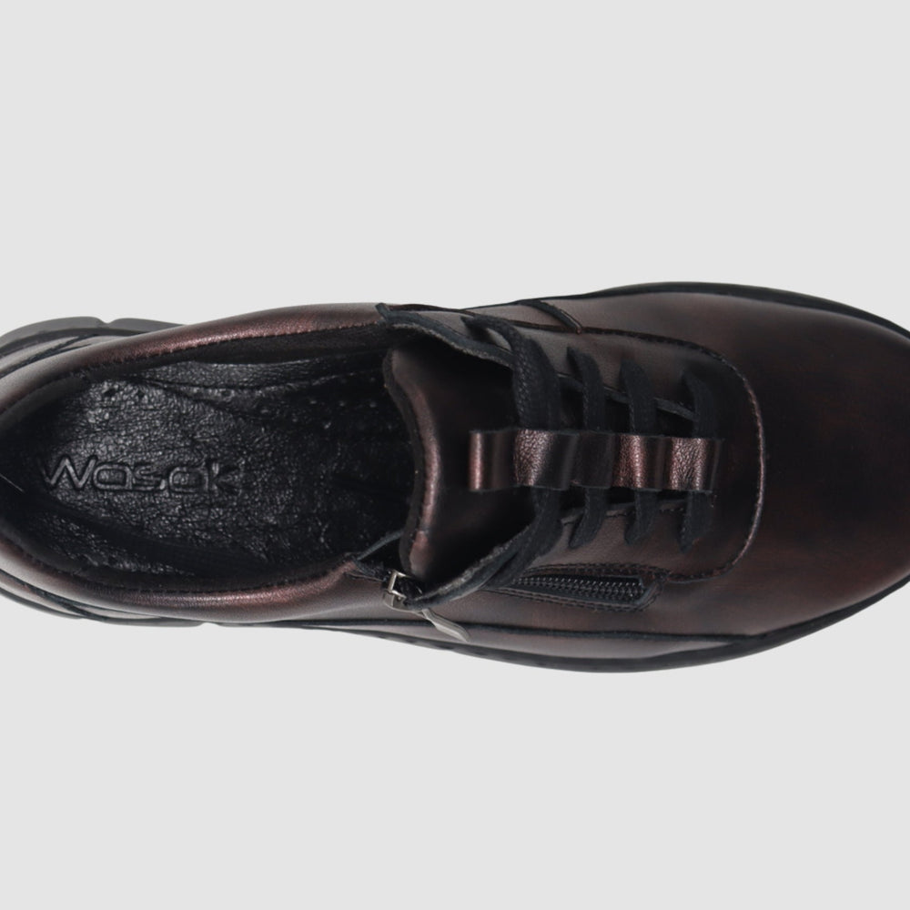 
                  
                    Wasak Azalea Leather Sneaker - Metallic Burgundy - Euro Shoe House
                  
                