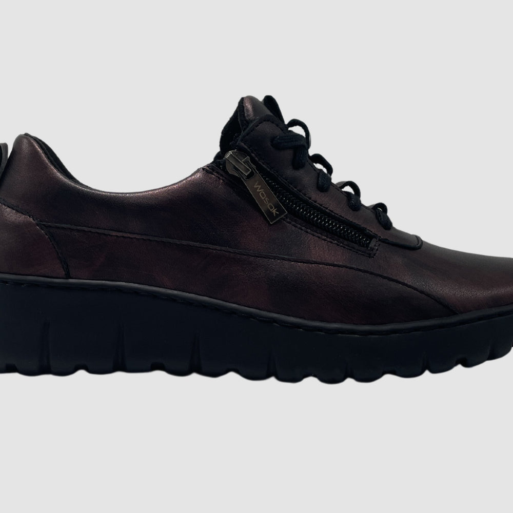 Wasak Azalea Leather Sneaker - Metallic Burgundy - Euro Shoe House