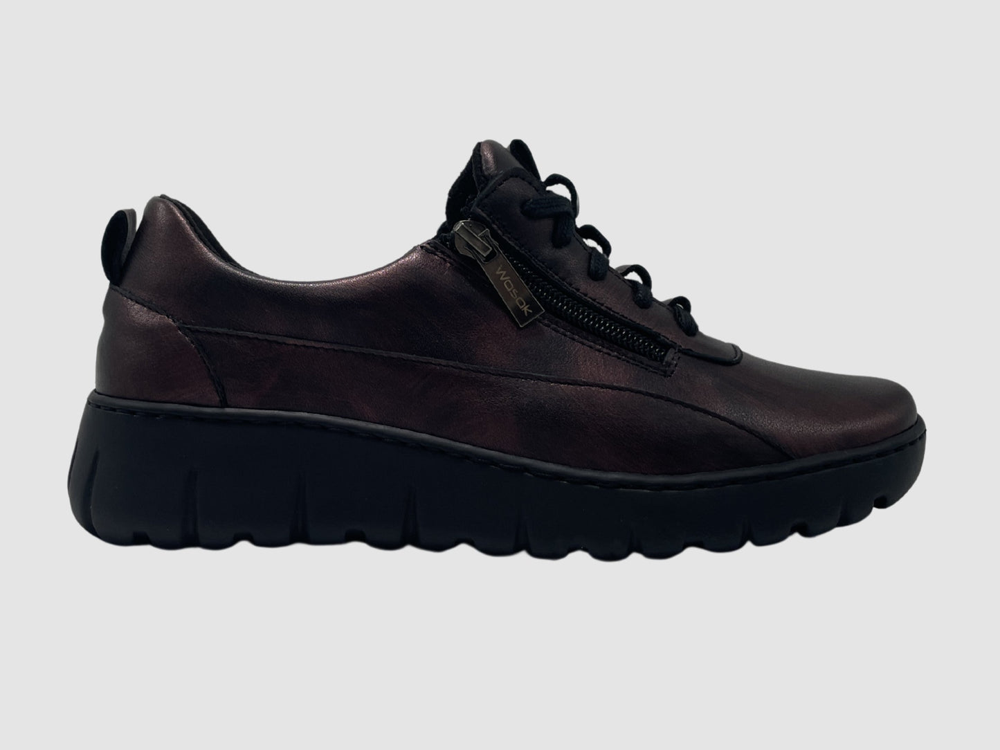 Wasak Azalea Leather Sneaker - Metallic Burgundy - Euro Shoe House