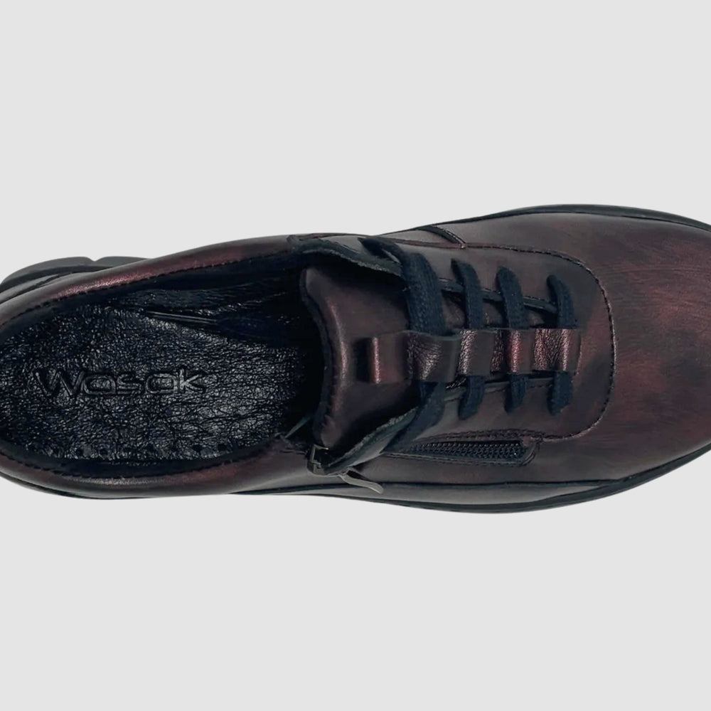
                  
                    Wasak Azalea Leather Sneaker - Metallic Burgundy - Euro Shoe House
                  
                