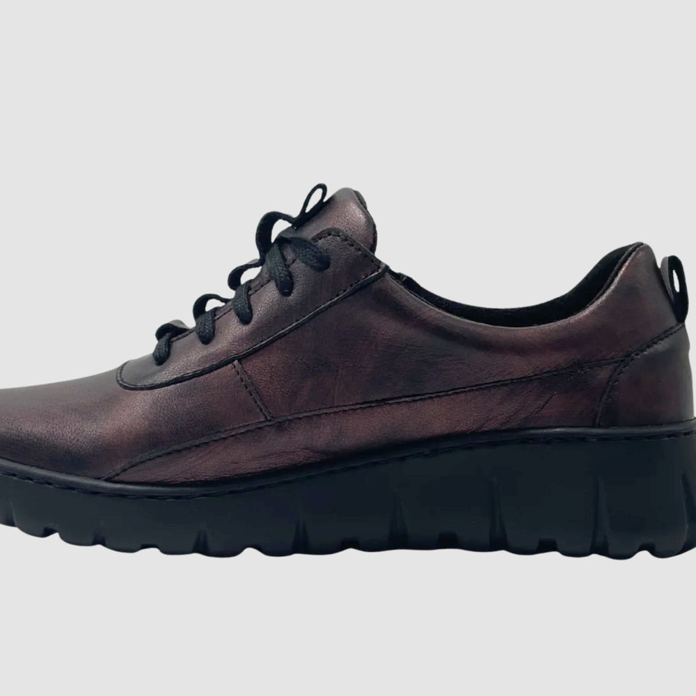 
                  
                    Wasak Azalea Leather Sneaker - Metallic Burgundy - Euro Shoe House
                  
                