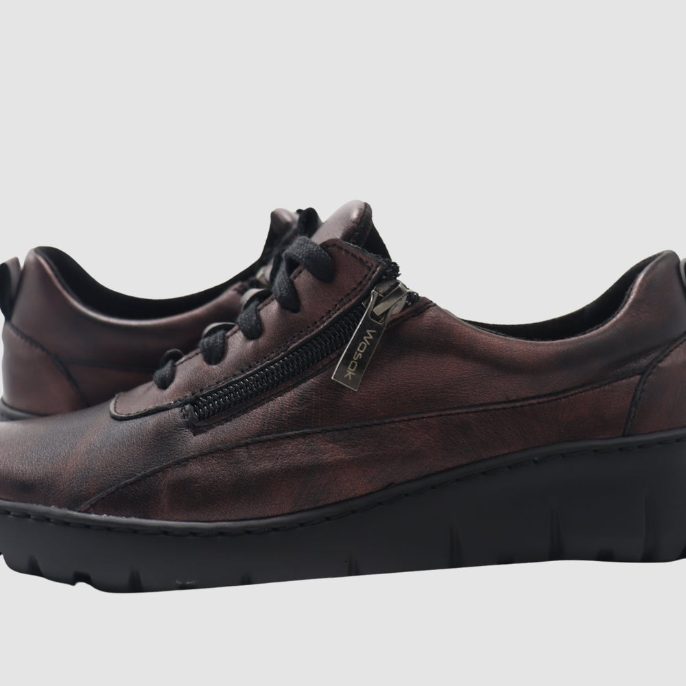 
                  
                    Wasak Azalea Leather Sneaker - Metallic Burgundy - Euro Shoe House
                  
                