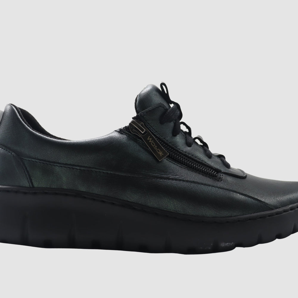 Wasak Azalea Leather Sneaker - Metallic Green - Euro Shoe House
