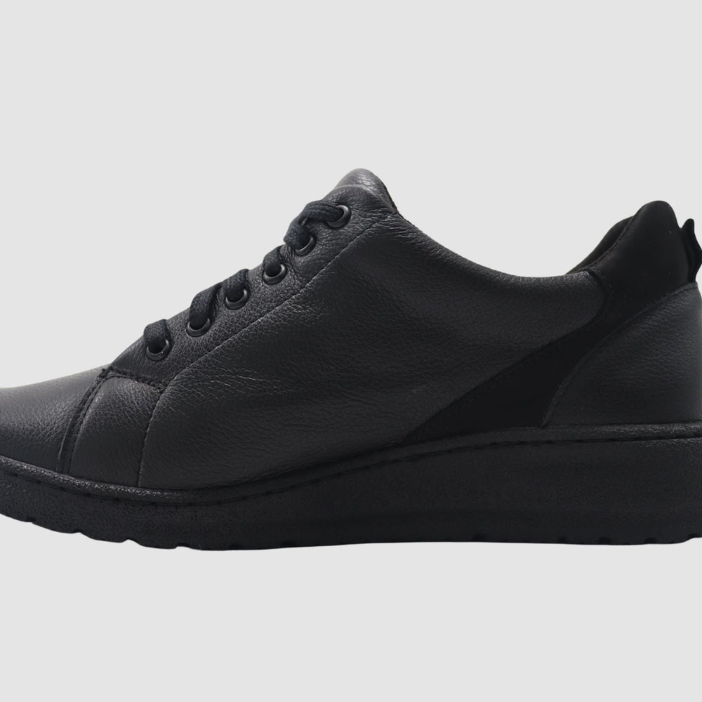 Wasak Freesia Leather Sneaker - Black - Euro Shoe House