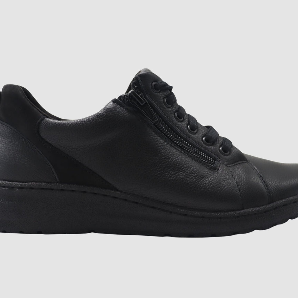 Wasak Freesia Leather Sneaker - Black - Euro Shoe House