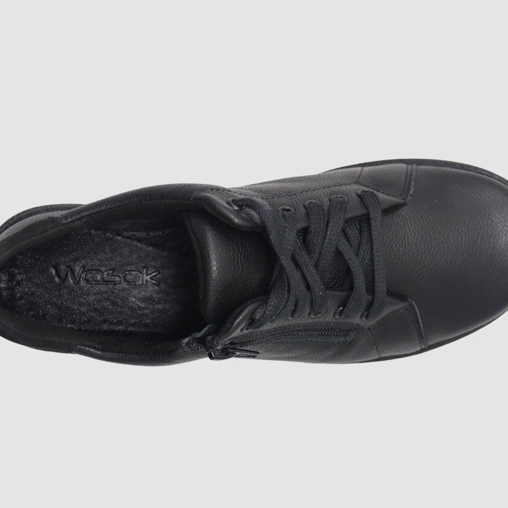 
                  
                    Wasak Freesia Leather Sneaker - Black - Euro Shoe House
                  
                