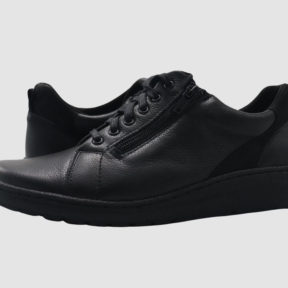 
                  
                    Wasak Freesia Leather Sneaker - Black - Euro Shoe House
                  
                