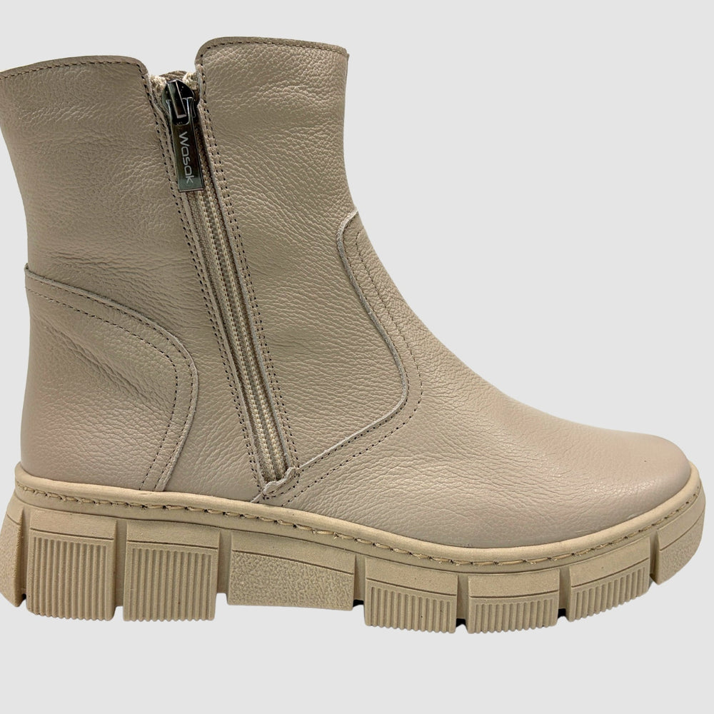 Women's Alba Leather Sneaker - Beige - Euro Shoe House