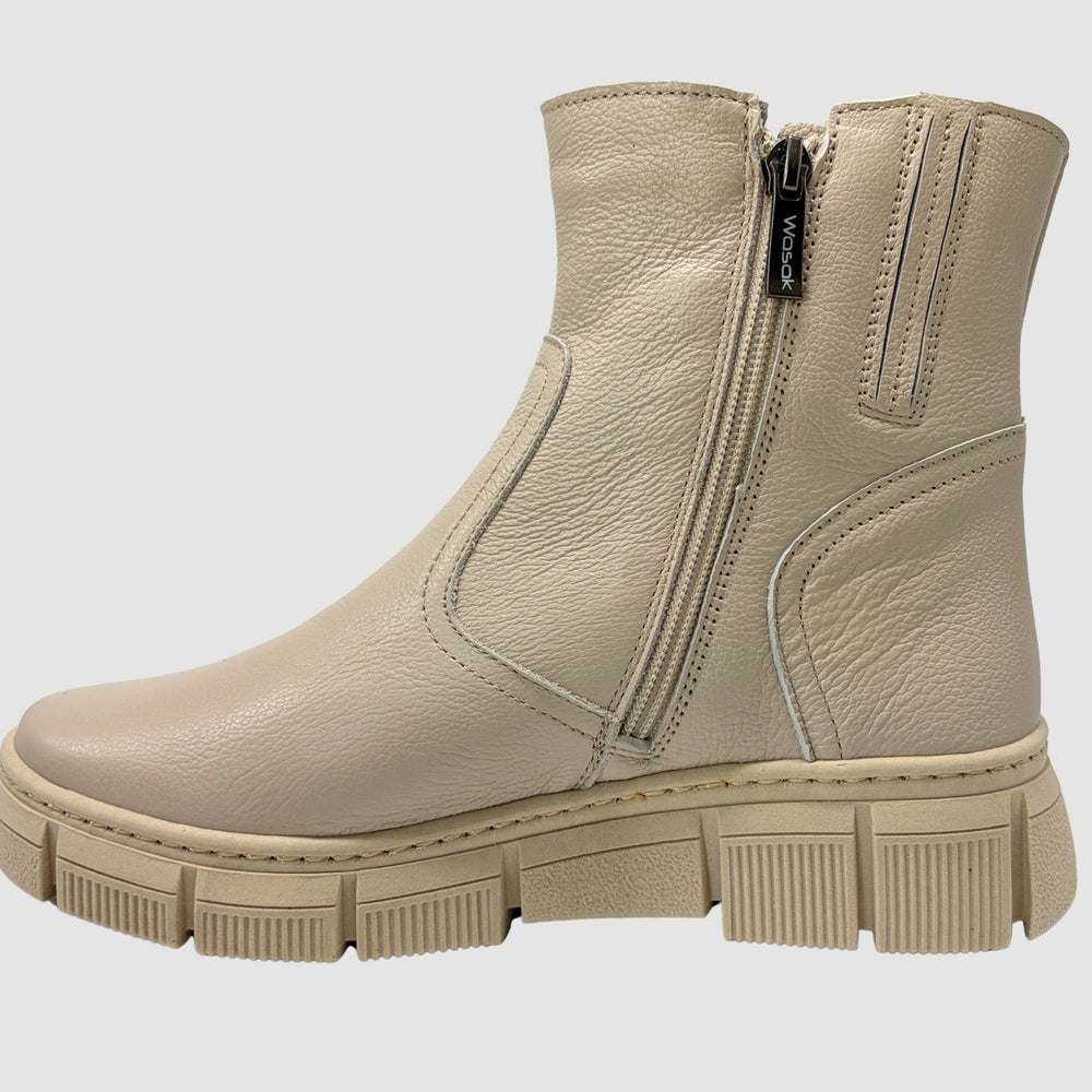 Women's Alba Leather Sneaker - Beige - Euro Shoe House