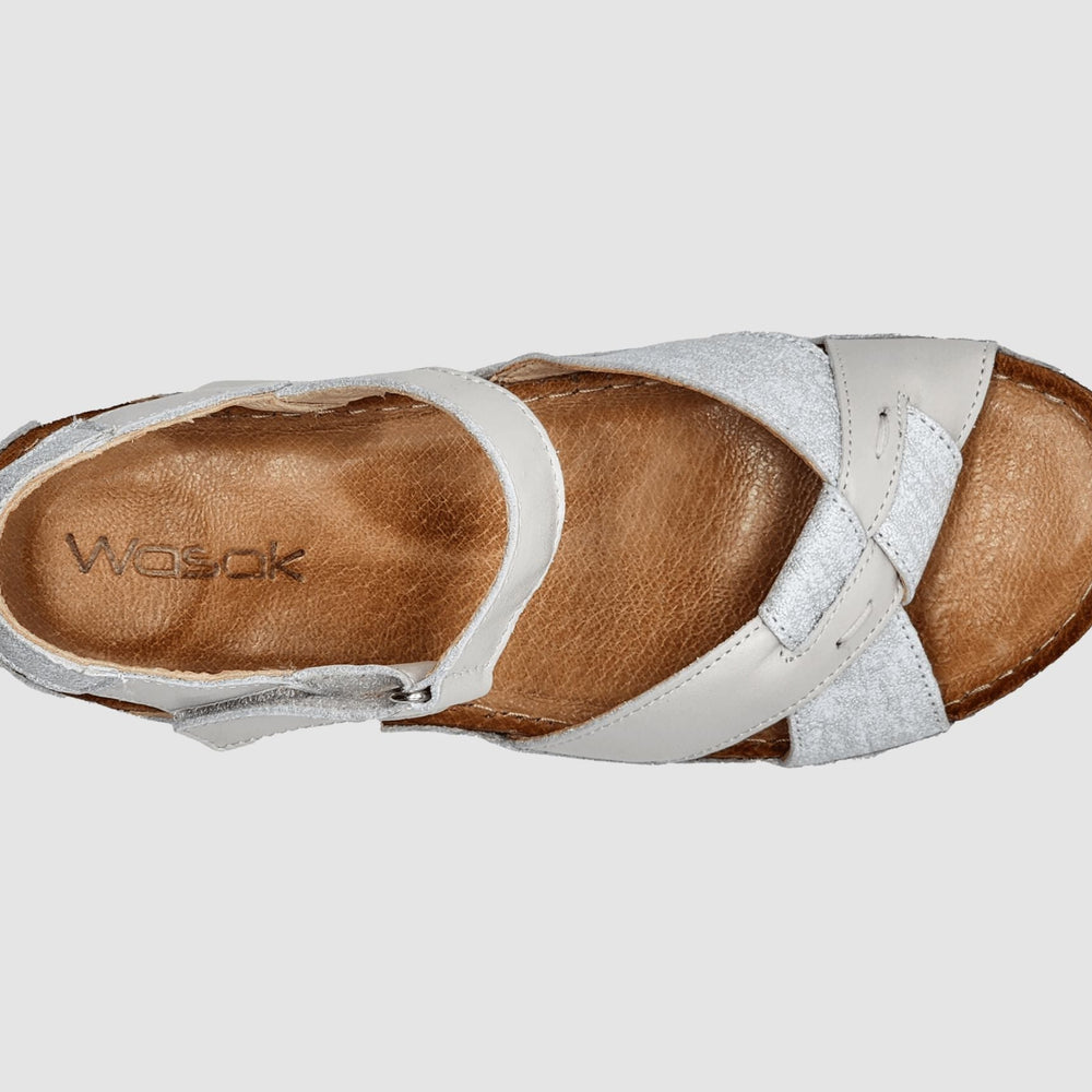 
                  
                    Women's Aster Leather Sandal - White/Silver - Euro Shoe House
                  
                