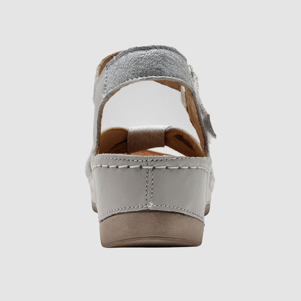 
                  
                    Women's Aster Leather Sandal - White/Silver - Euro Shoe House
                  
                