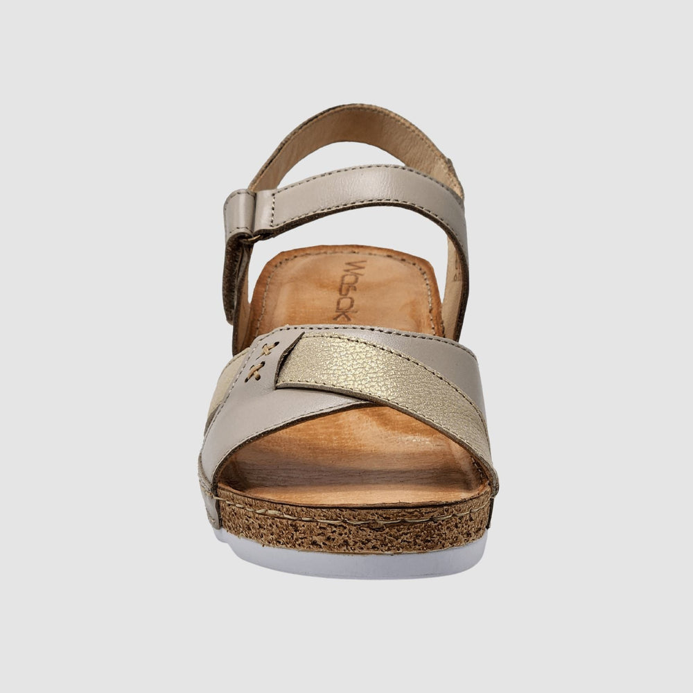 
                  
                    Women's Aven Leather Sandal - Beige/Gold - Euro Shoe House
                  
                