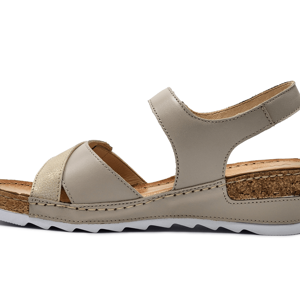 
                  
                    Women's Aven Leather Sandal - Beige/Gold - Euro Shoe House
                  
                