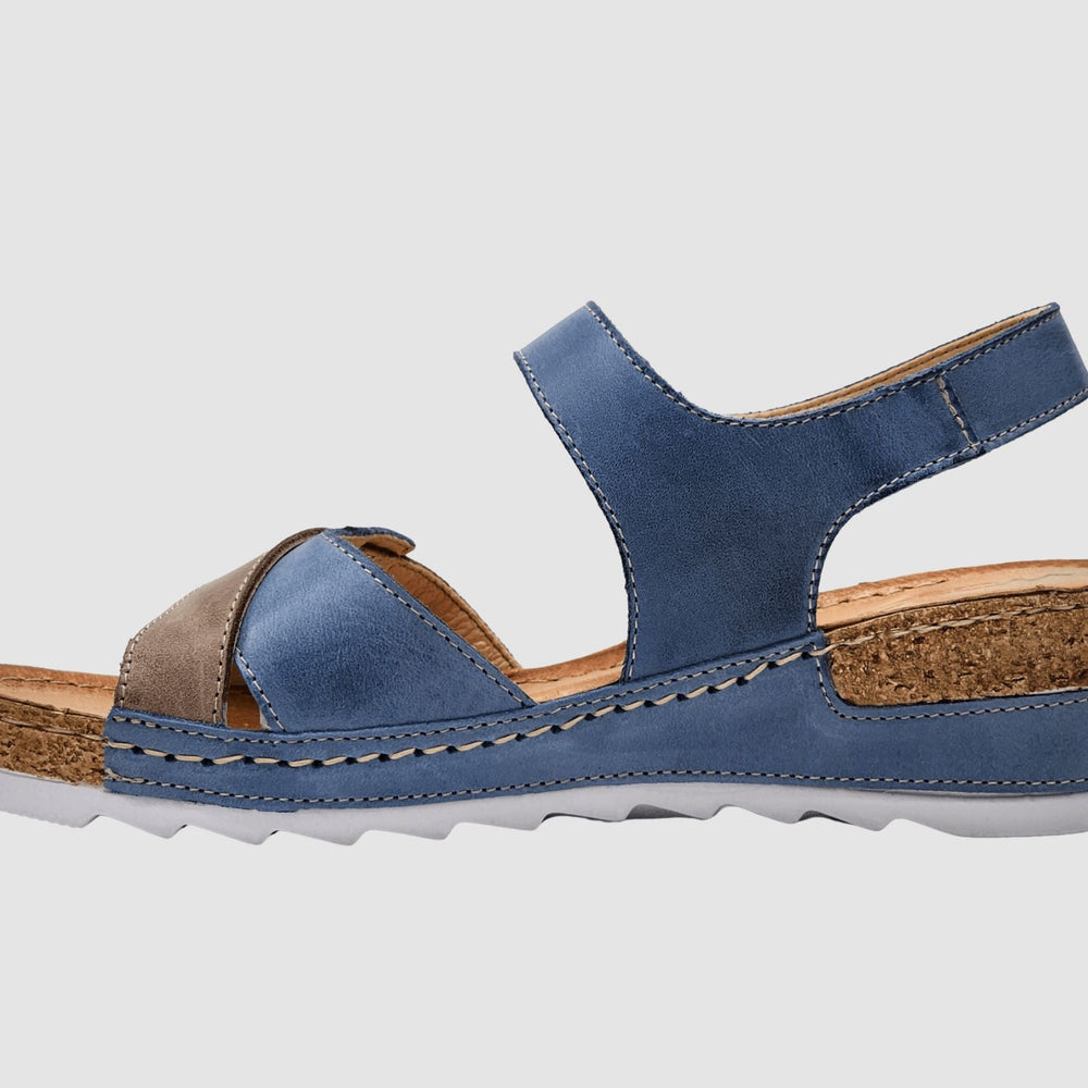 Women's Aven Leather Sandal - Blue - Euro Shoe House