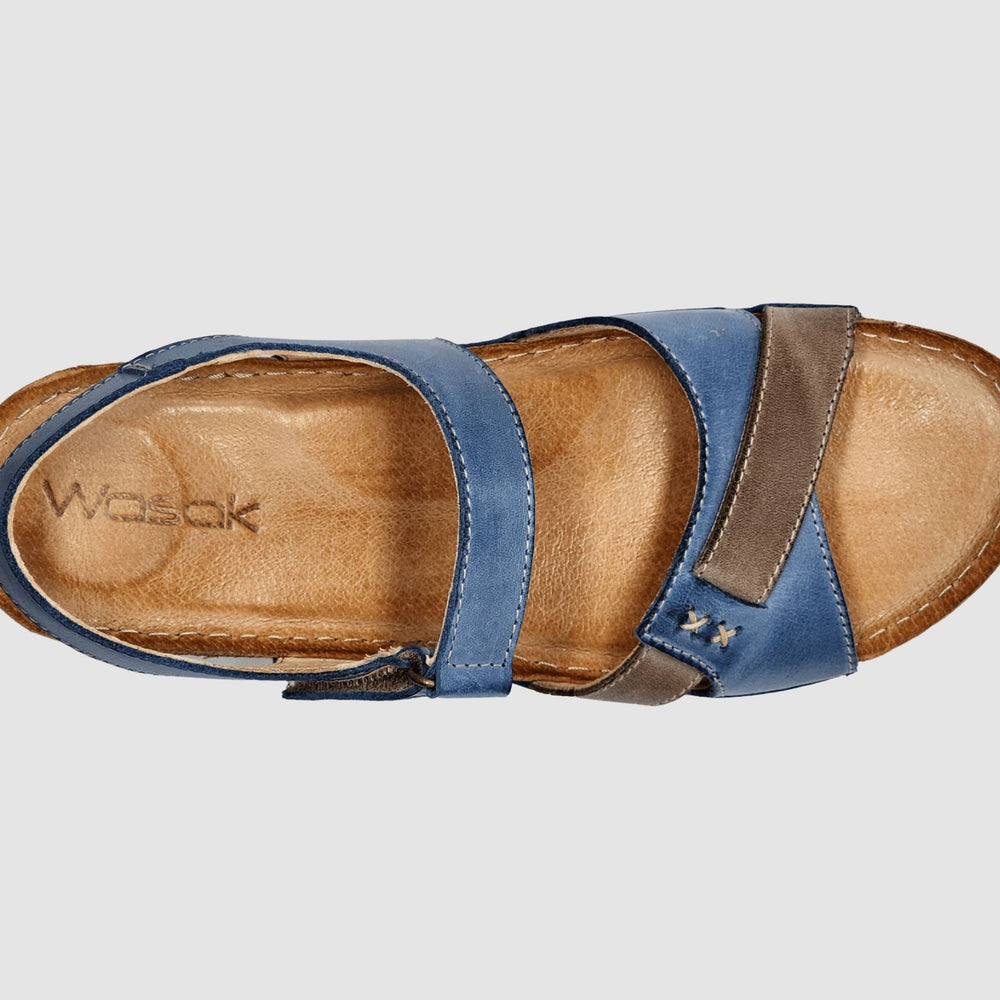 
                  
                    Women's Aven Leather Sandal - Blue - Euro Shoe House
                  
                
