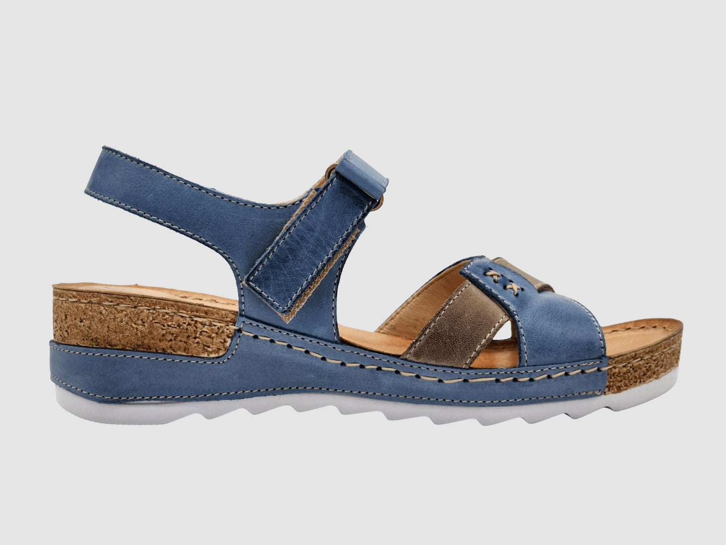 Women's Aven Leather Sandal - Blue - Euro Shoe House