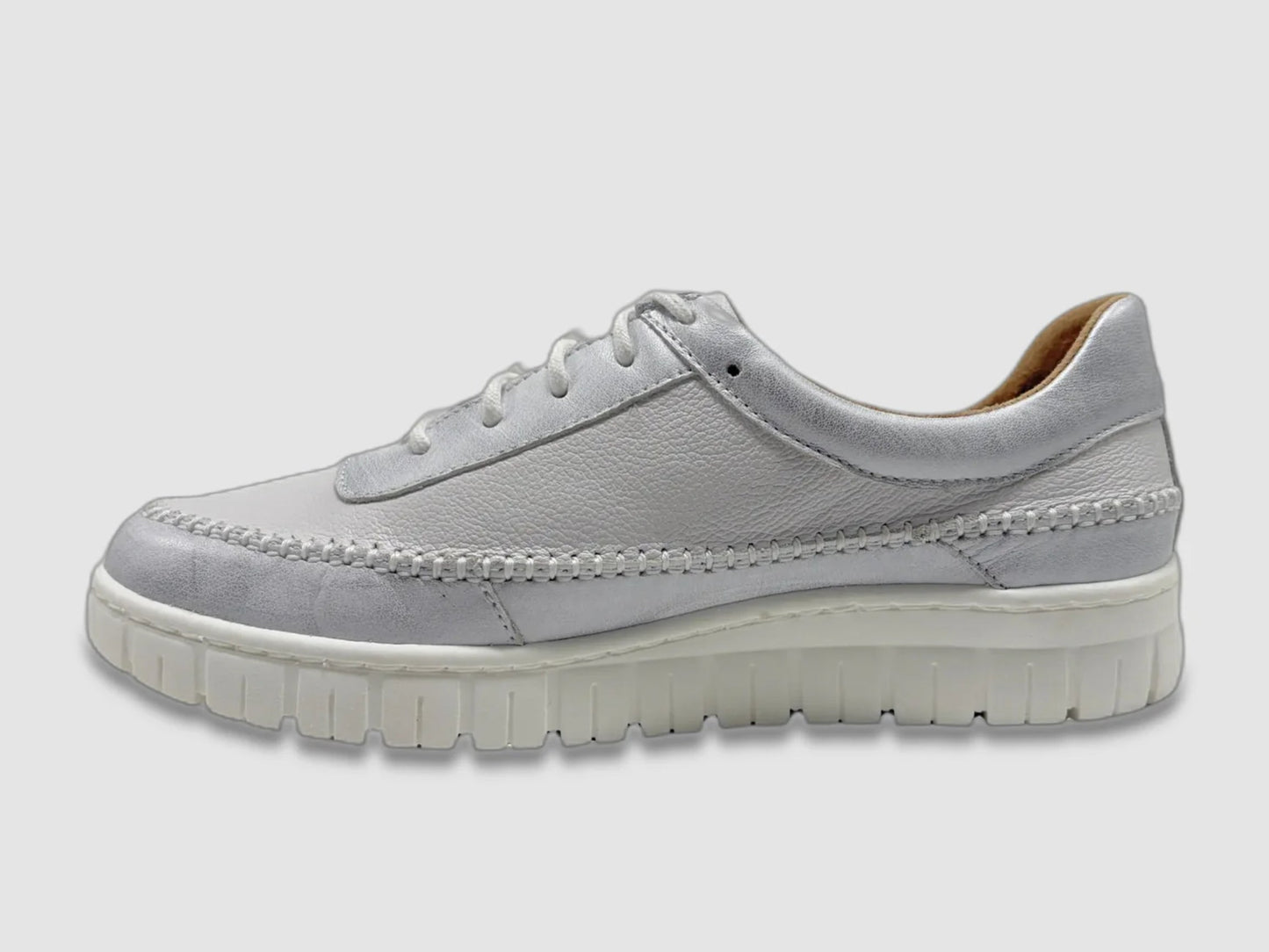 Women's Brelia Leather Sneakers - Silver - Euro Shoe House