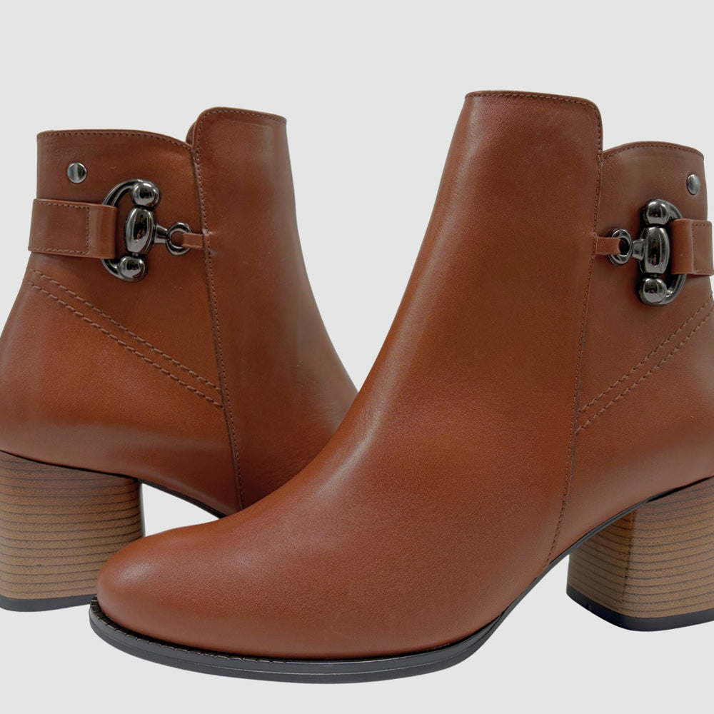 
                  
                    Women's Daria Leather Booties - Brown - Euro Shoe House
                  
                