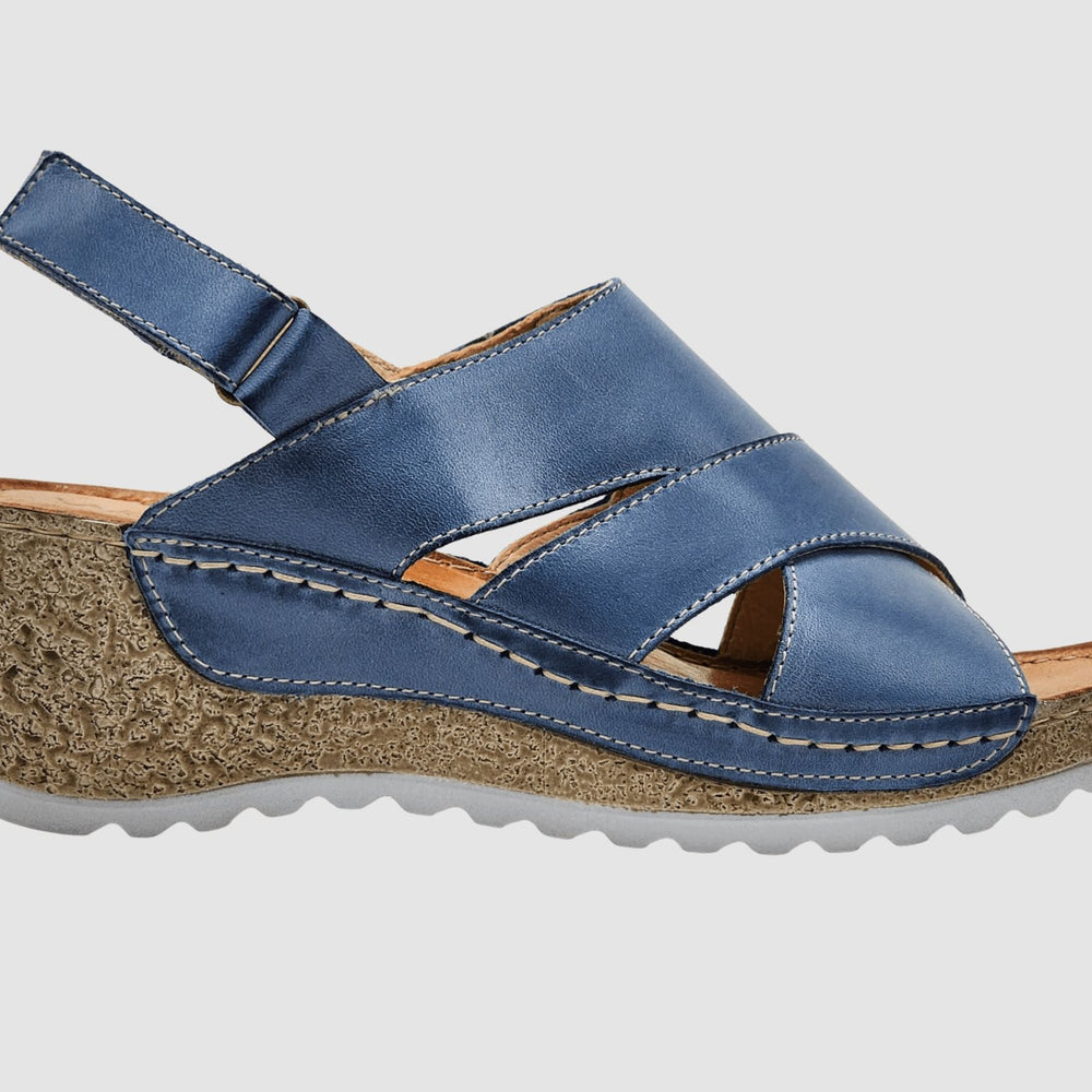 Women's Elara Wedge Sandals - Blue - Euro Shoe House