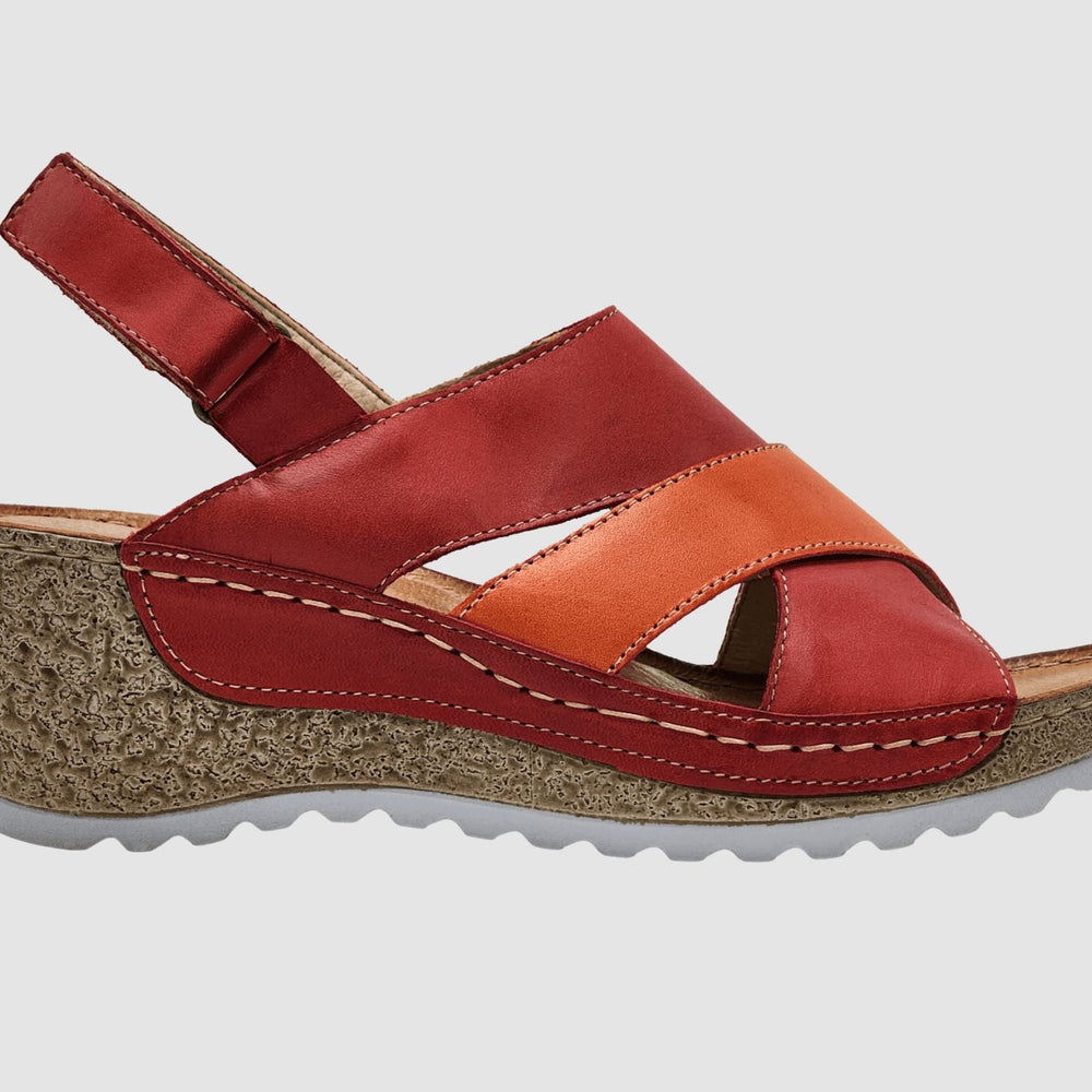Women's Elara Wedge Sandals - Red - Euro Shoe House