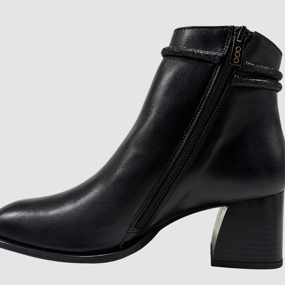 Women's Emina Leather Booties - Black - Euro Shoe House
