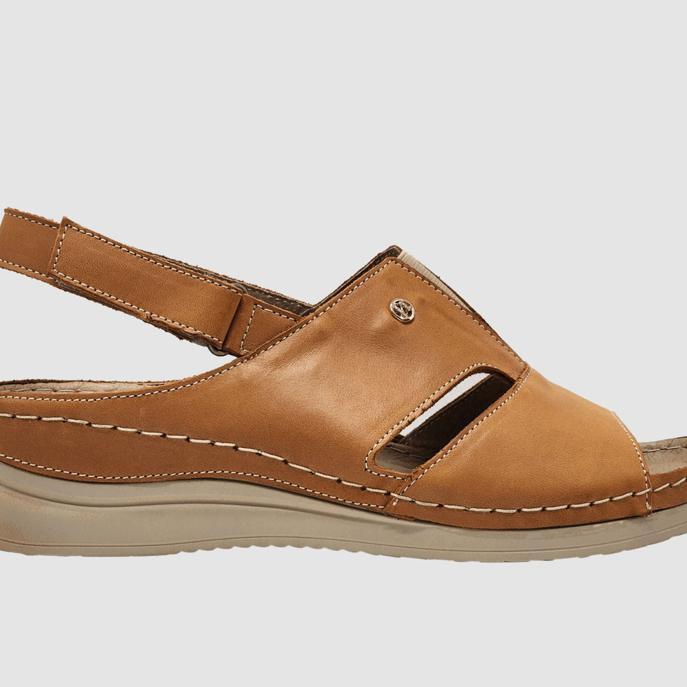 Women's Eos Leather Sandals - Orange - Euro Shoe House
